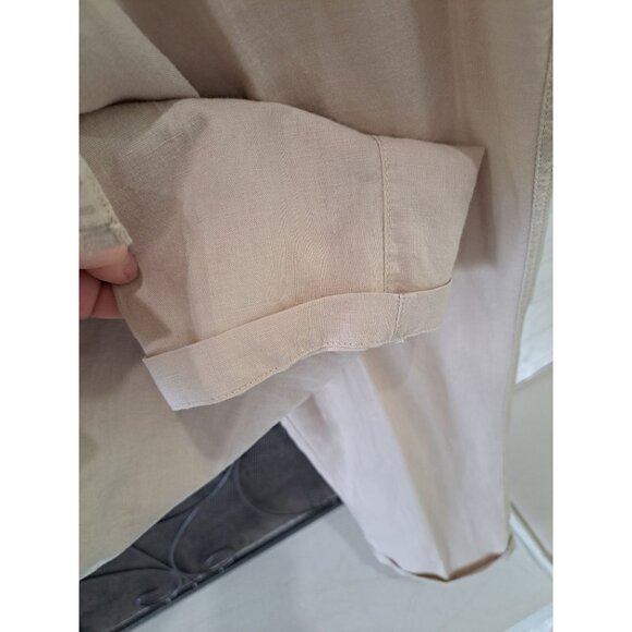 Columbia Womens Beige Drawstring Cropped Pants M Linen Blend Casual Lightweight - Picture 5 of 12